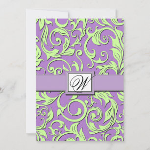 Invitations Purple & Lime Green Mariage damassé