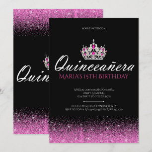 Invitations Quinceanera à Parties scintillant rose