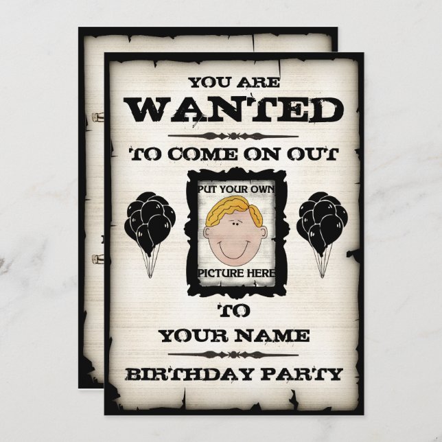 Invitations Recherchées de fête d'anniversaire (Devant / Derrière)