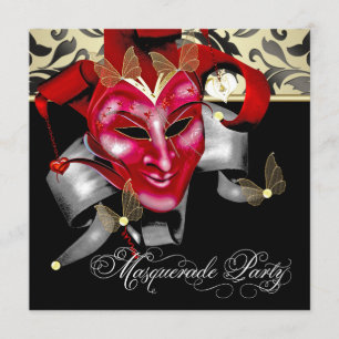 Invitations Red Black Gold Masquerade Party