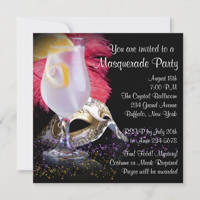 Invitations Red Black Masquerade Party (Devant)