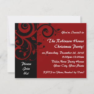 Invitations Red+Black Reverse Swirl Fête