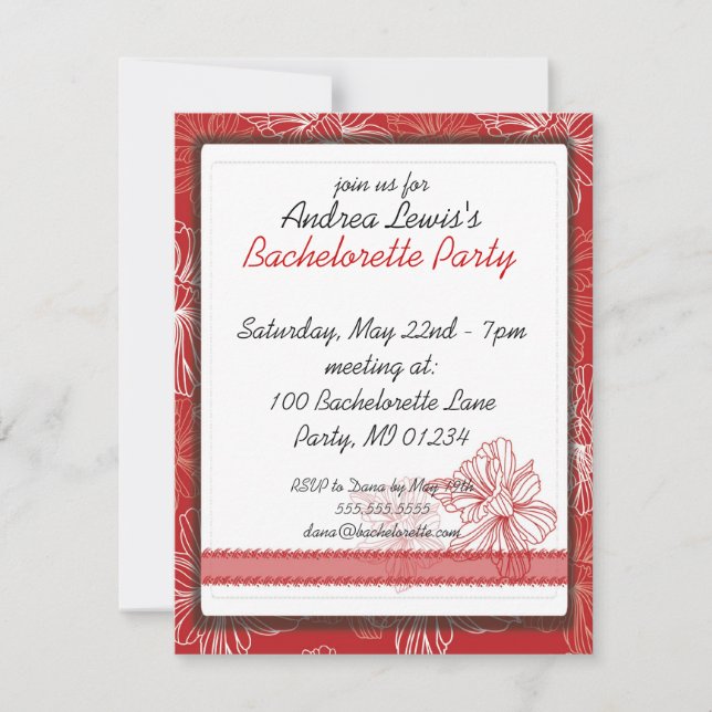 Invitations Red Daffodil Bachelorette Party (Devant)