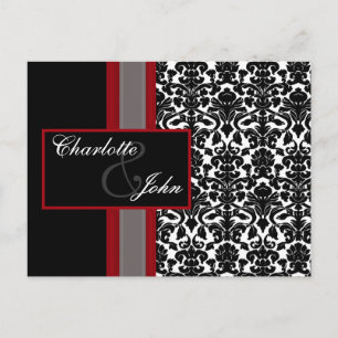 Invitations Red White Black Mariage damassé