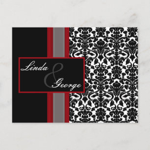 Invitations Red White Black Mariage damassé