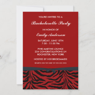 Invitations Red Zebra Bachelorette Party