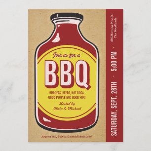 Invitations rétro BBQ Sauce Party