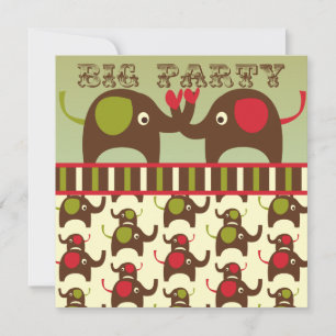 Invitations Retro Big Party Elephants