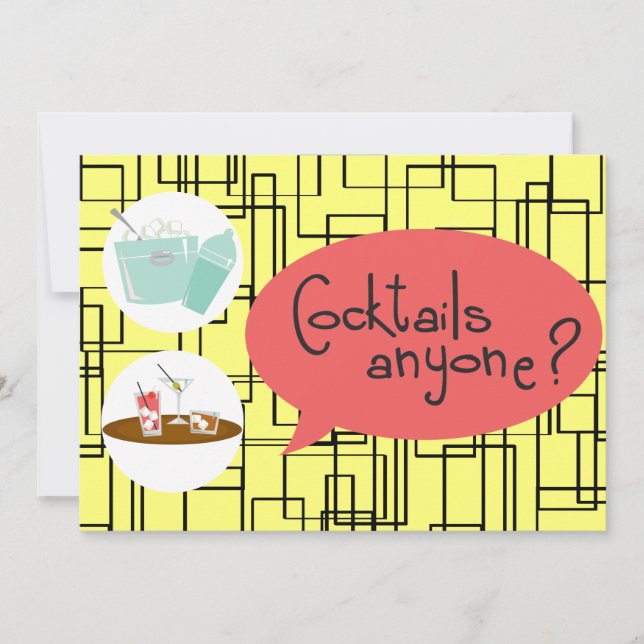 Invitations Retro Cocktail Party (Devant)
