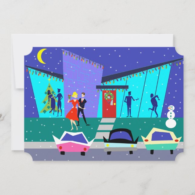 Invitations Retro Holiday Cartoon Party (Devant)