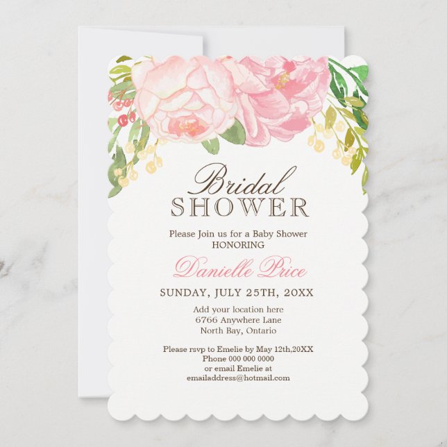 Invitations Romantic Pink Peony (Devant)