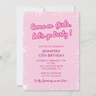Invitations rose 13ème anniversaire filles tendanc