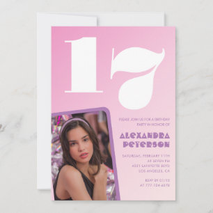 Invitations rose 17e anniversaire Retro Photo