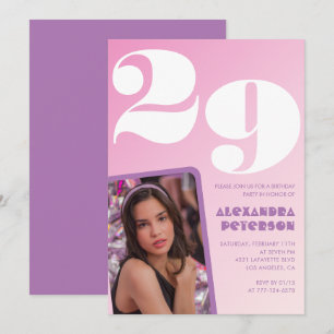 Invitations rose 29e anniversaire Retro Photo