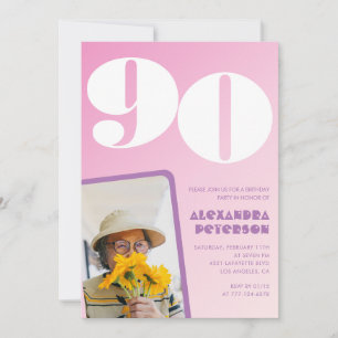 Invitations rose 90e anniversaire Retro Photo
