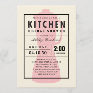 Invitations roses de douche de cuisine de