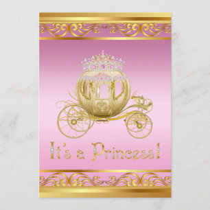 Invitations roses de fantaisie de princesse baby