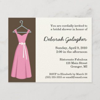 Invitations roses de Fête de la mariée de robe