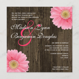 Invitations roses en bois rustiques de mariage de