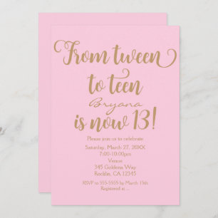 Invitations roses et aurifères pour les filles 13e