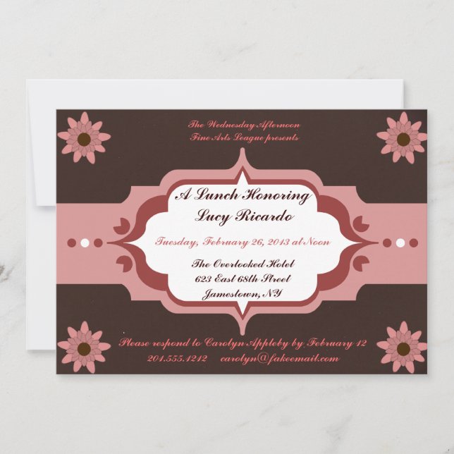 Invitations roses et Brown de coutume du déjeuner (Devant)