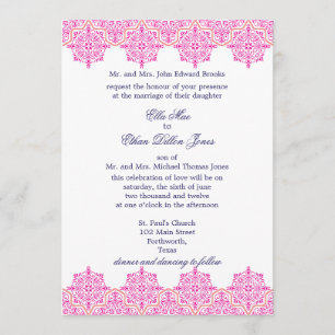 Invitations roses et oranges à la mode de mariage