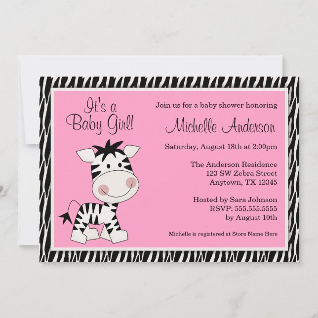 Invitations roses mignonnes de baby shower de (Devant)