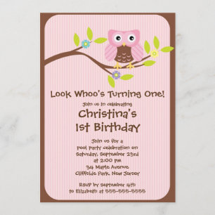 Invitations roses mignonnes de fête d'anniversaire