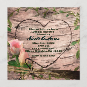 Invitations roses rustiques de bouleau blanc de