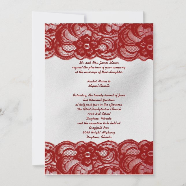 Invitations rouges de dentelle (Devant)
