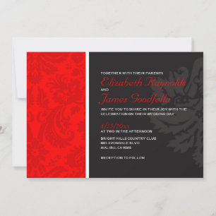 Invitations rouges de mariage damassé