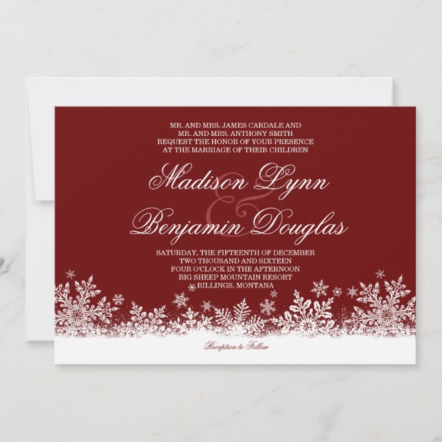 Invitations rouges de mariage de vacances de (Devant)