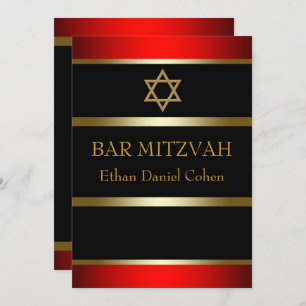 Invitations rouges de Mitzvah de barre