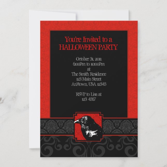 Invitations rouges et noires d'A7 de Raven de (Devant)