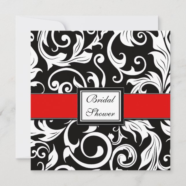Invitations rouges et noires de Fête de la mariée (Devant)