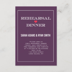 Invitations rouges pourpres de dîner de répétition