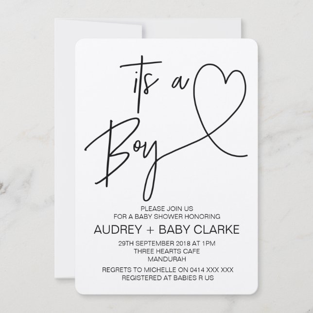 Invitations Rustic Boy Baby Shower (Devant)