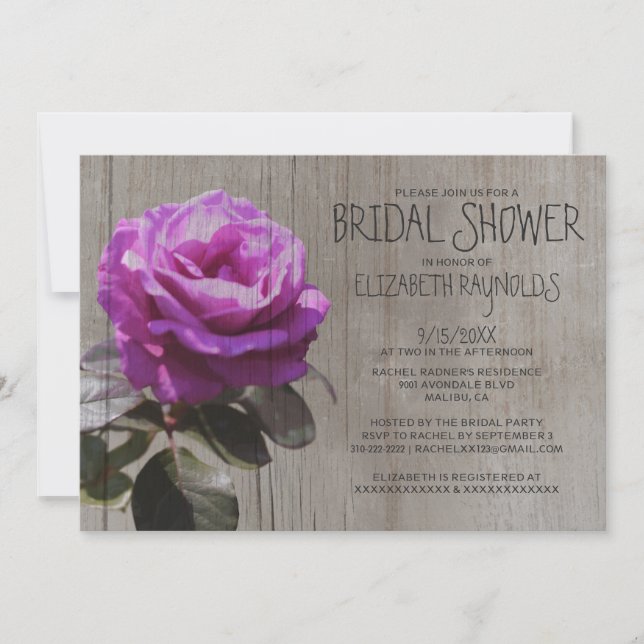 Invitations Rustic Tea Rose Douche nuptiale (Devant)