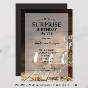 Invitations Rustique Whiskey Anniversaire