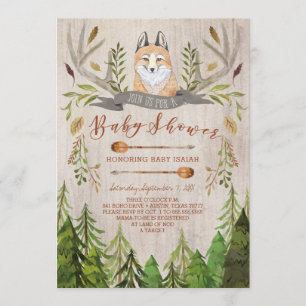 Invitations rustiques de baby shower de Fox de
