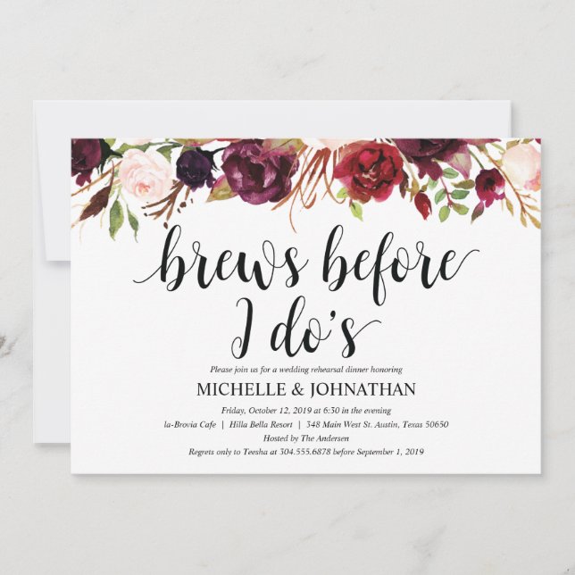 Invitations rustiques de dîner de répétition de (Devant)