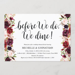 Invitations rustiques de dîner de répétition de