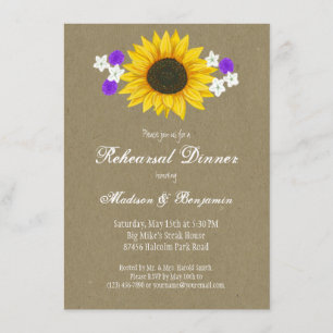 Invitations rustiques de dîner de répétition de