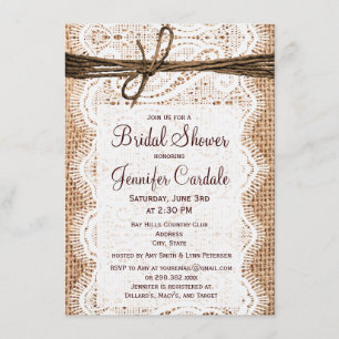 Invitations rustiques de Fête de la mariée de