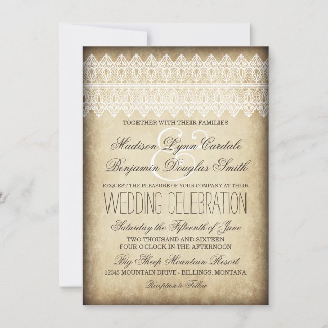 Invitations rustiques de mariage campagnard de (Devant)