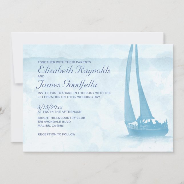 Invitations rustiques de mariage de bateau (Devant)
