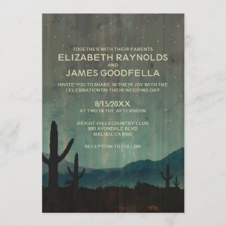 Invitations rustiques de mariage de cactus