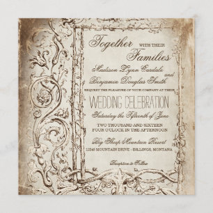 Invitations rustiques de mariage de cadre