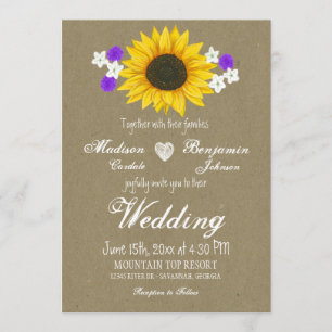 Invitations rustiques de mariage de papier