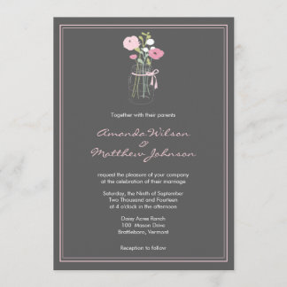Invitations rustiques de mariage de pot de maçon
